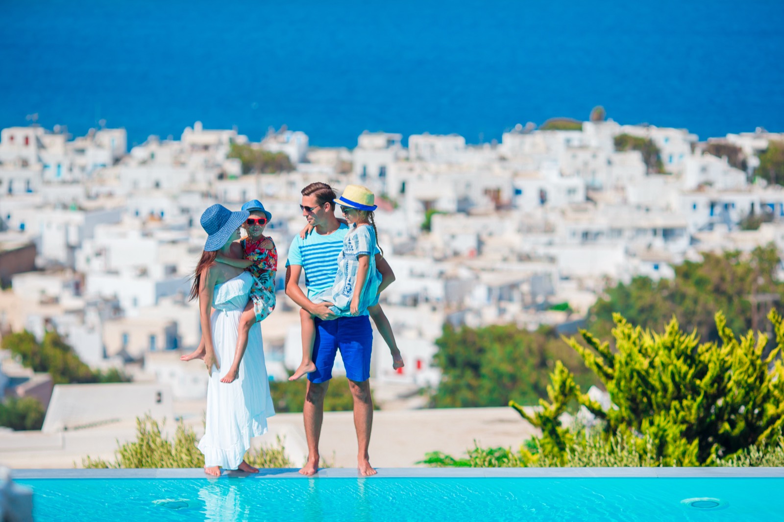 A family by the pool