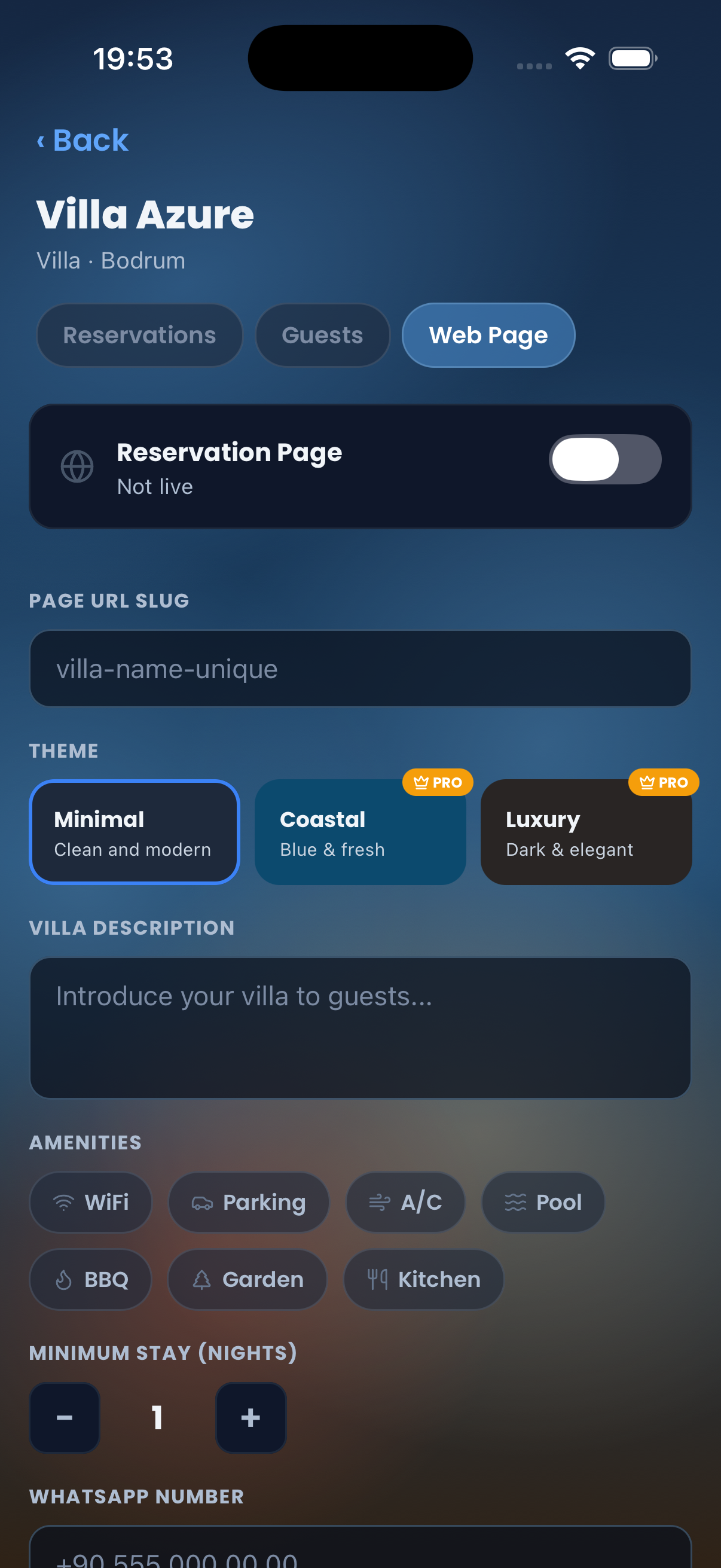 Villa page theme picker